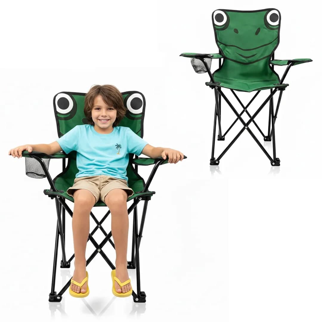 haise Pliable de Camping pour Enfants Structure En Acier avec Porte-Gobelet et Sac de Transport